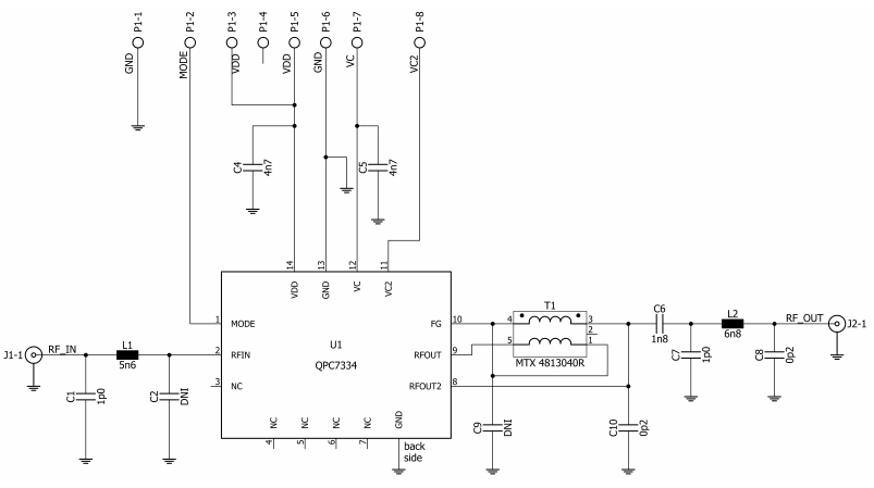 原理图 - Qorvo QPC7334射频开发工具